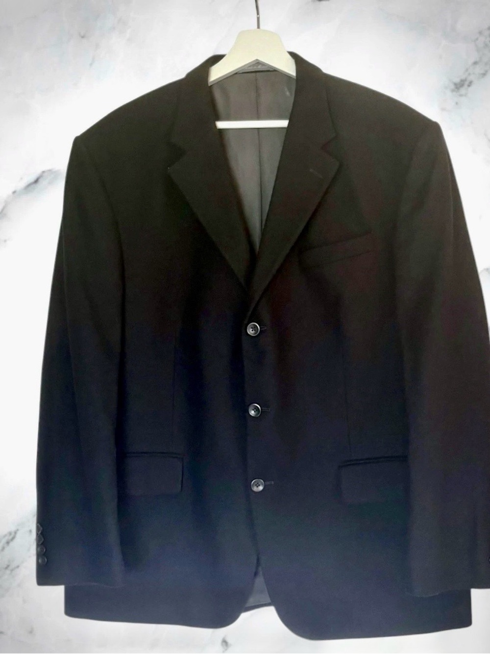 Oscar de la Renta Men's 44R Black Cashmere Wool Tailored Blazer Sport Coat